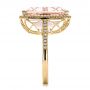 14k Yellow Gold 14k Yellow Gold Emerald Cut Morganite And Diamond Halo Ring - Side View -  100799 - Thumbnail