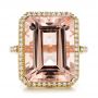 18k Yellow Gold 18k Yellow Gold Emerald Cut Morganite And Diamond Halo Ring - Top View -  100799 - Thumbnail