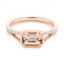 14k Rose Gold Emerald Cut Morganite And Diamond Ring - Flat View -  105021 - Thumbnail