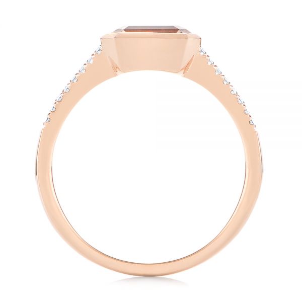 14k Rose Gold Emerald Cut Morganite And Diamond Ring - Front View - 105021