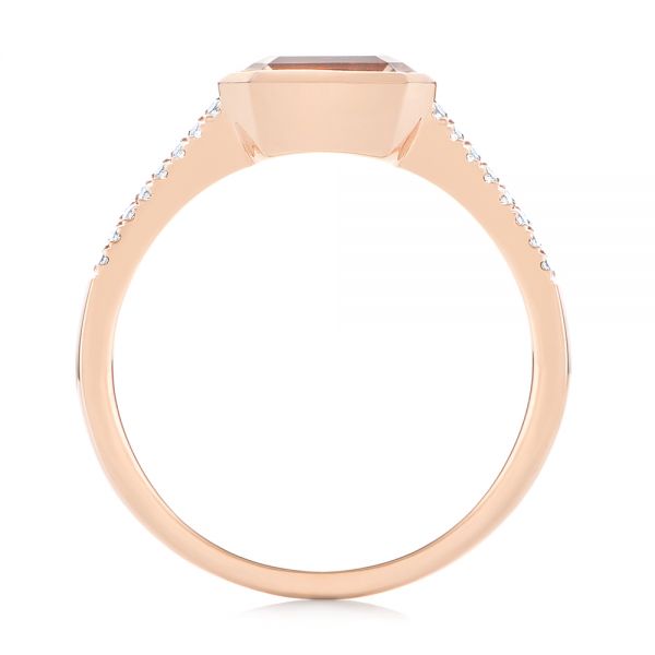 18k Rose Gold 18k Rose Gold Emerald Cut Morganite And Diamond Ring - Front View -  105021