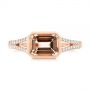 14k Rose Gold Emerald Cut Morganite And Diamond Ring - Top View -  105021 - Thumbnail
