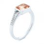 18k White Gold 18k White Gold Emerald Cut Morganite And Diamond Ring - Three-Quarter View -  105021 - Thumbnail