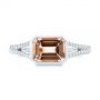  Platinum Platinum Emerald Cut Morganite And Diamond Ring - Top View -  105021 - Thumbnail