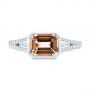 14k White Gold 14k White Gold Emerald Cut Morganite And Diamond Ring - Top View -  105021 - Thumbnail