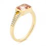 18k Yellow Gold 18k Yellow Gold Emerald Cut Morganite And Diamond Ring - Three-Quarter View -  105021 - Thumbnail