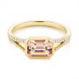 14k Yellow Gold 14k Yellow Gold Emerald Cut Morganite And Diamond Ring - Flat View -  105021 - Thumbnail