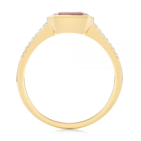 14k Yellow Gold 14k Yellow Gold Emerald Cut Morganite And Diamond Ring - Front View -  105021