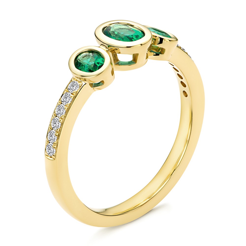 Emerald and Diamond Trilogy Ring - Image