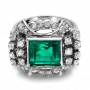 Emerald And Diamond Ring - Flat View -  100737 - Thumbnail