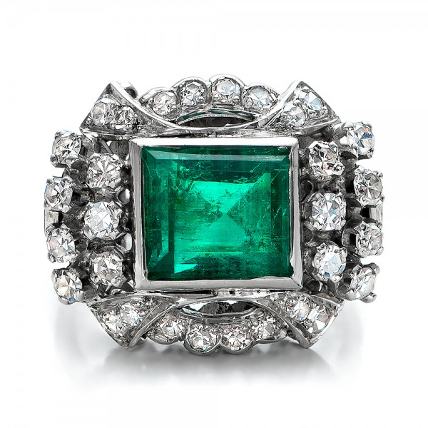 Emerald And Diamond Ring - Top View -  100737