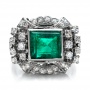 Emerald And Diamond Ring - Top View -  100737 - Thumbnail