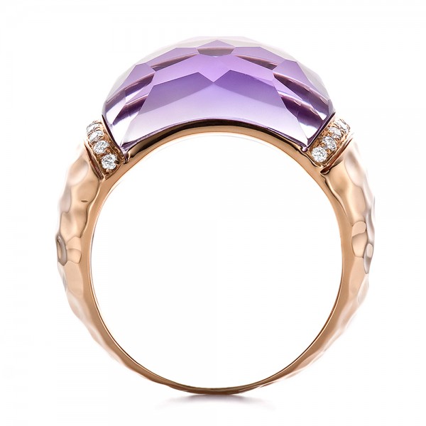 Fancy Cut Amethyst And Diamond Ring - Front View -  100457