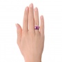 Fancy Cut Amethyst And Diamond Ring - Hand View -  100457 - Thumbnail