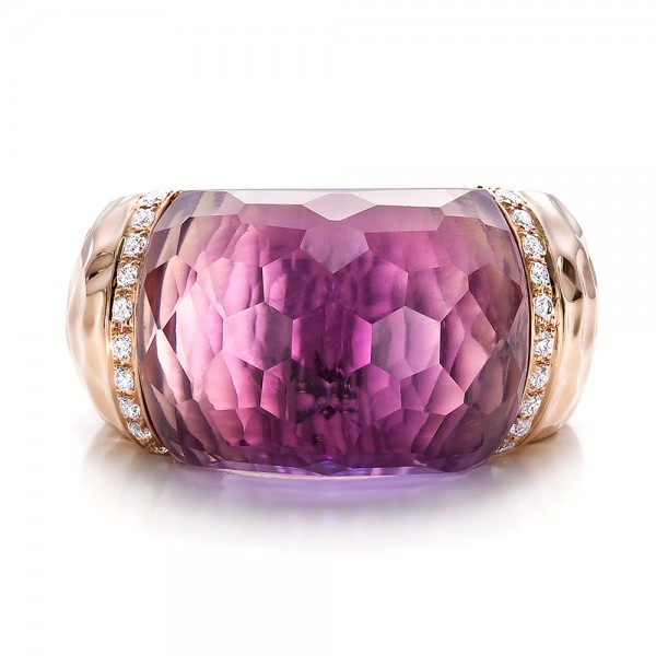 Fancy Cut Amethyst And Diamond Ring - Top View -  100457