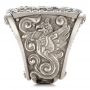 18k White Gold Fleur De Lis Hand-carved Blue Sapphire Men's Ring - Side View -  101509 - Thumbnail