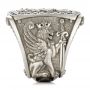 18k White Gold Fleur De Lis Hand-carved Blue Sapphire Men's Ring - Top View -  101509 - Thumbnail