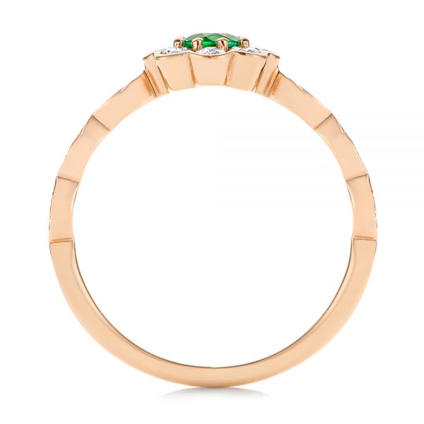 14k Rose Gold 14k Rose Gold Floral Emerald And Diamond Gemstone Ring - Front View -  106008