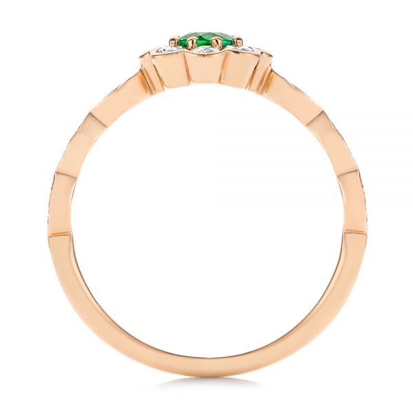 14k Rose Gold 14k Rose Gold Floral Emerald And Diamond Gemstone Ring - Front View - 106008