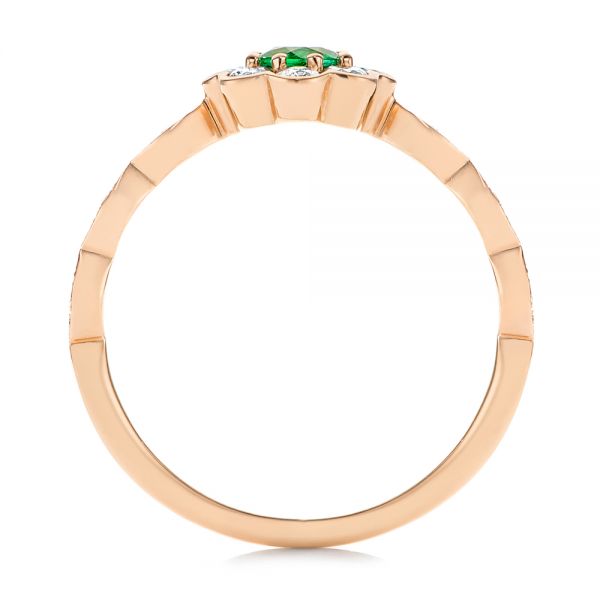 14k Rose Gold 14k Rose Gold Floral Emerald And Diamond Gemstone Ring - Front View -  106008 - Thumbnail