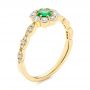 18k Yellow Gold 18k Yellow Gold Floral Emerald And Diamond Gemstone Ring - Three-Quarter View -  106008 - Thumbnail