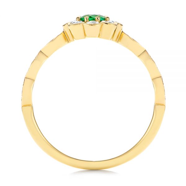 18k Yellow Gold 18k Yellow Gold Floral Emerald And Diamond Gemstone Ring - Front View -  106008 - Thumbnail