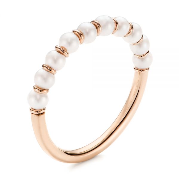 14k Rose Gold 14k Rose Gold Freshwater Cultured Pearl Ring - Three-Quarter View -  106146