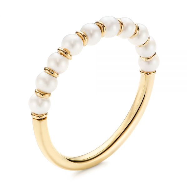 14k Yellow Gold Freshwater Cultured Pearl Ring - Three-Quarter View -  106146