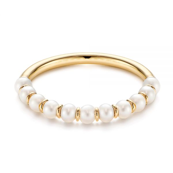 14k Yellow Gold Freshwater Cultured Pearl Ring - Flat View - 106146