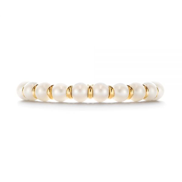 14k Yellow Gold Freshwater Cultured Pearl Ring - Top View - 106146