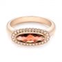 14k Rose Gold Garnet And Diamond Halo Fashion Ring - Flat View -  104579 - Thumbnail