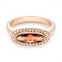 14k Rose Gold Garnet And Diamond Halo Fashion Ring - Flat View -  104579 - Thumbnail