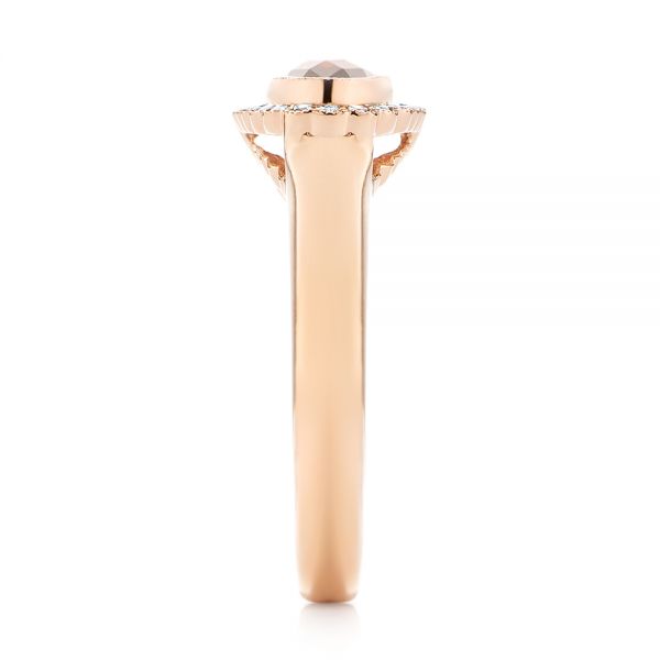 14k Rose Gold Garnet And Diamond Halo Fashion Ring - Side View -  104579