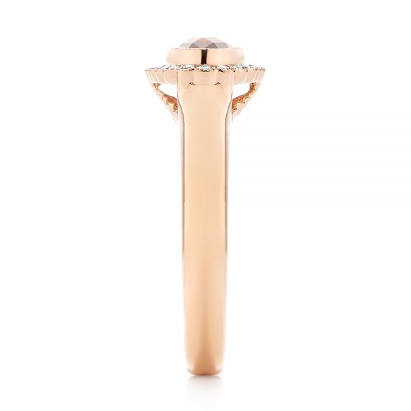 14k Rose Gold Garnet And Diamond Halo Fashion Ring - Side View - 104579