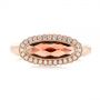 14k Rose Gold Garnet And Diamond Halo Fashion Ring - Top View -  104579 - Thumbnail