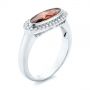  Platinum Platinum Garnet And Diamond Halo Fashion Ring - Three-Quarter View -  104579 - Thumbnail