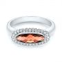 18k White Gold 18k White Gold Garnet And Diamond Halo Fashion Ring - Flat View -  104579 - Thumbnail