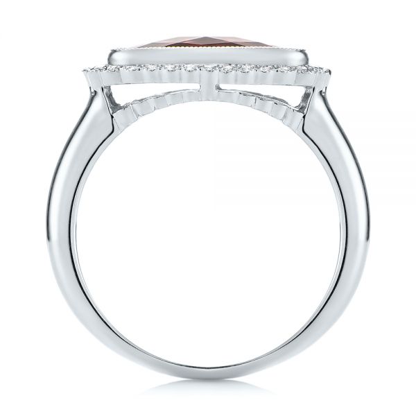 18k White Gold 18k White Gold Garnet And Diamond Halo Fashion Ring - Front View - 104579