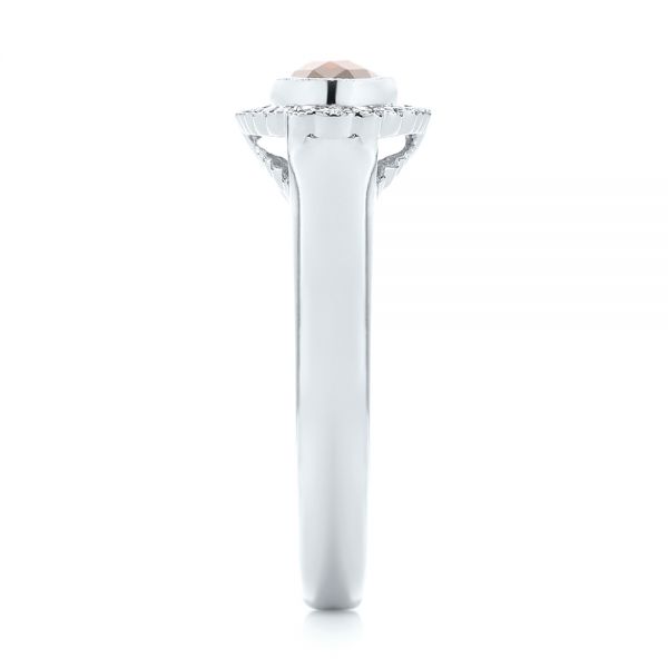 18k White Gold 18k White Gold Garnet And Diamond Halo Fashion Ring - Side View - 104579