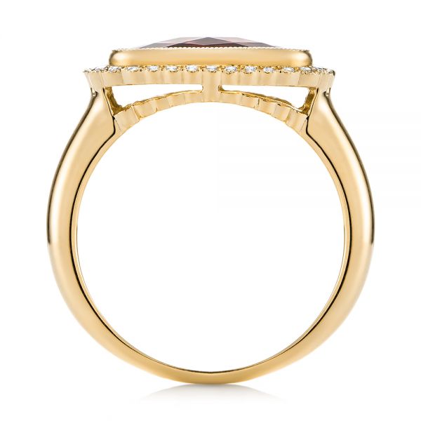 14k Yellow Gold 14k Yellow Gold Garnet And Diamond Halo Fashion Ring - Front View - 104579