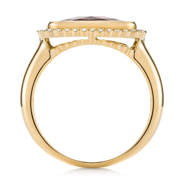 14k Yellow Gold 14k Yellow Gold Garnet And Diamond Halo Fashion Ring - Front View -  104579