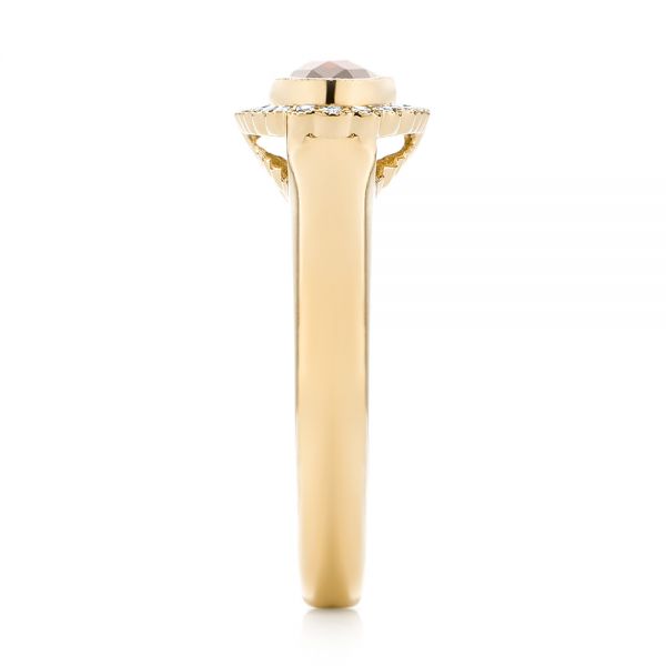 14k Yellow Gold 14k Yellow Gold Garnet And Diamond Halo Fashion Ring - Side View - 104579