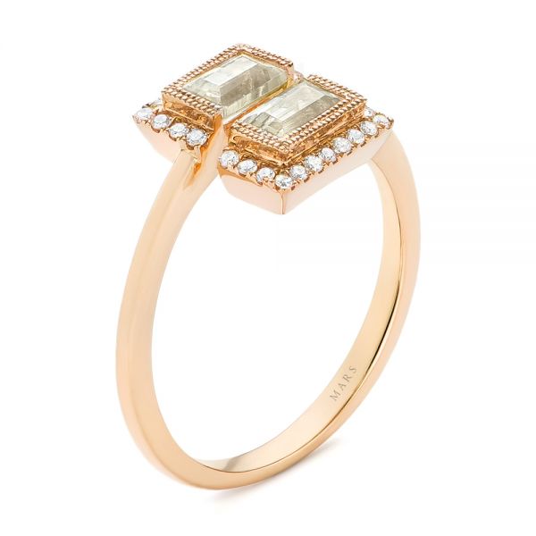 18k Rose Gold 18k Rose Gold Green Amethyst And Diamond Fashion Ring - Three-Quarter View -  103677