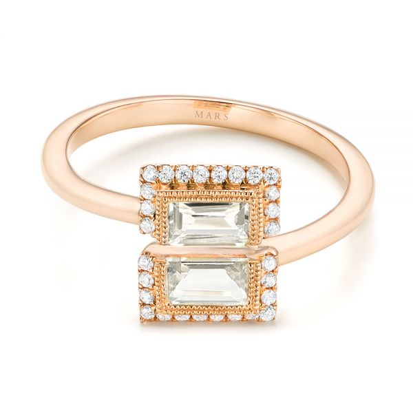 18k Rose Gold 18k Rose Gold Green Amethyst And Diamond Fashion Ring - Flat View -  103677