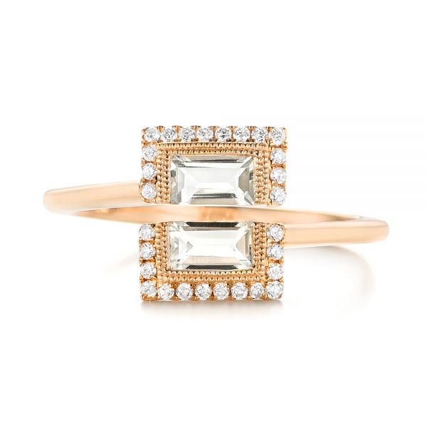 18k Rose Gold 18k Rose Gold Green Amethyst And Diamond Fashion Ring - Top View -  103677
