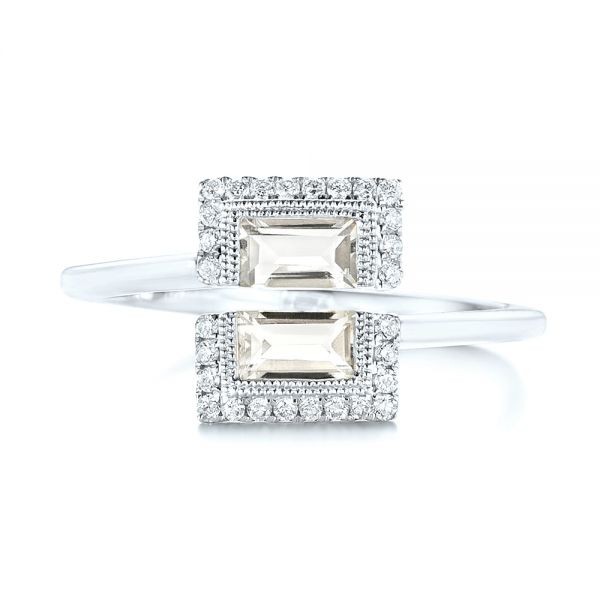 Platinum Platinum Green Amethyst And Diamond Fashion Ring - Top View - 103677