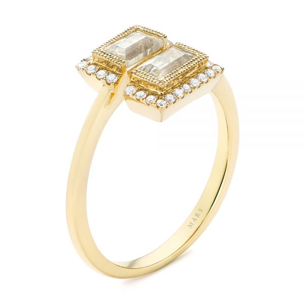 14k Yellow Gold Green Amethyst And Diamond Fashion Ring - Three-Quarter View -  103677