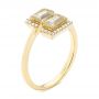 18k Yellow Gold 18k Yellow Gold Green Amethyst And Diamond Fashion Ring - Three-Quarter View -  103677 - Thumbnail