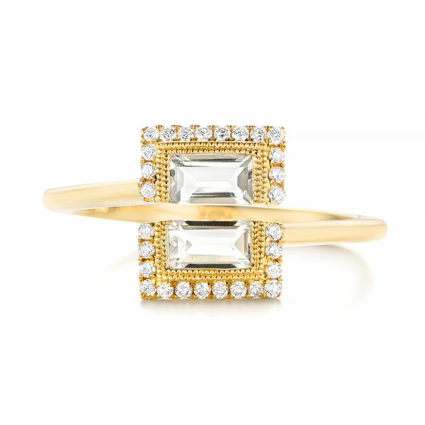 18k Yellow Gold 18k Yellow Gold Green Amethyst And Diamond Fashion Ring - Top View -  103677