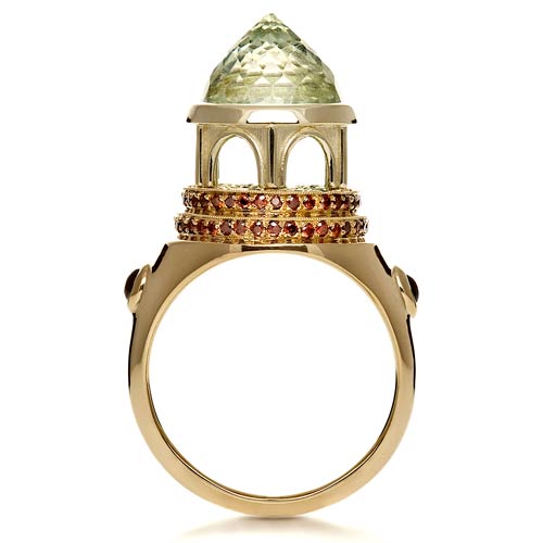  14K Gold Green Inverted Topaz Pavillion Ring - Flat View -  1108 - Thumbnail